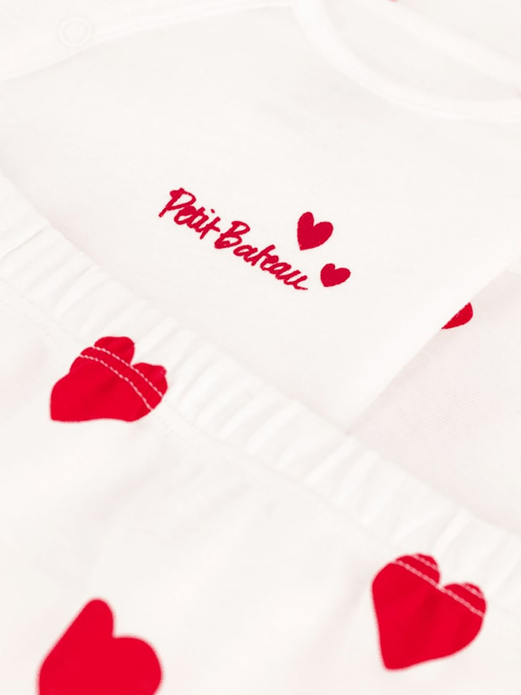 Buy Petit Bateau Baby Hearts Organic Cotton Bodysuit with Cardigan & Trousers Set, Marshmallow/Terkuit Online at johnlewis.com