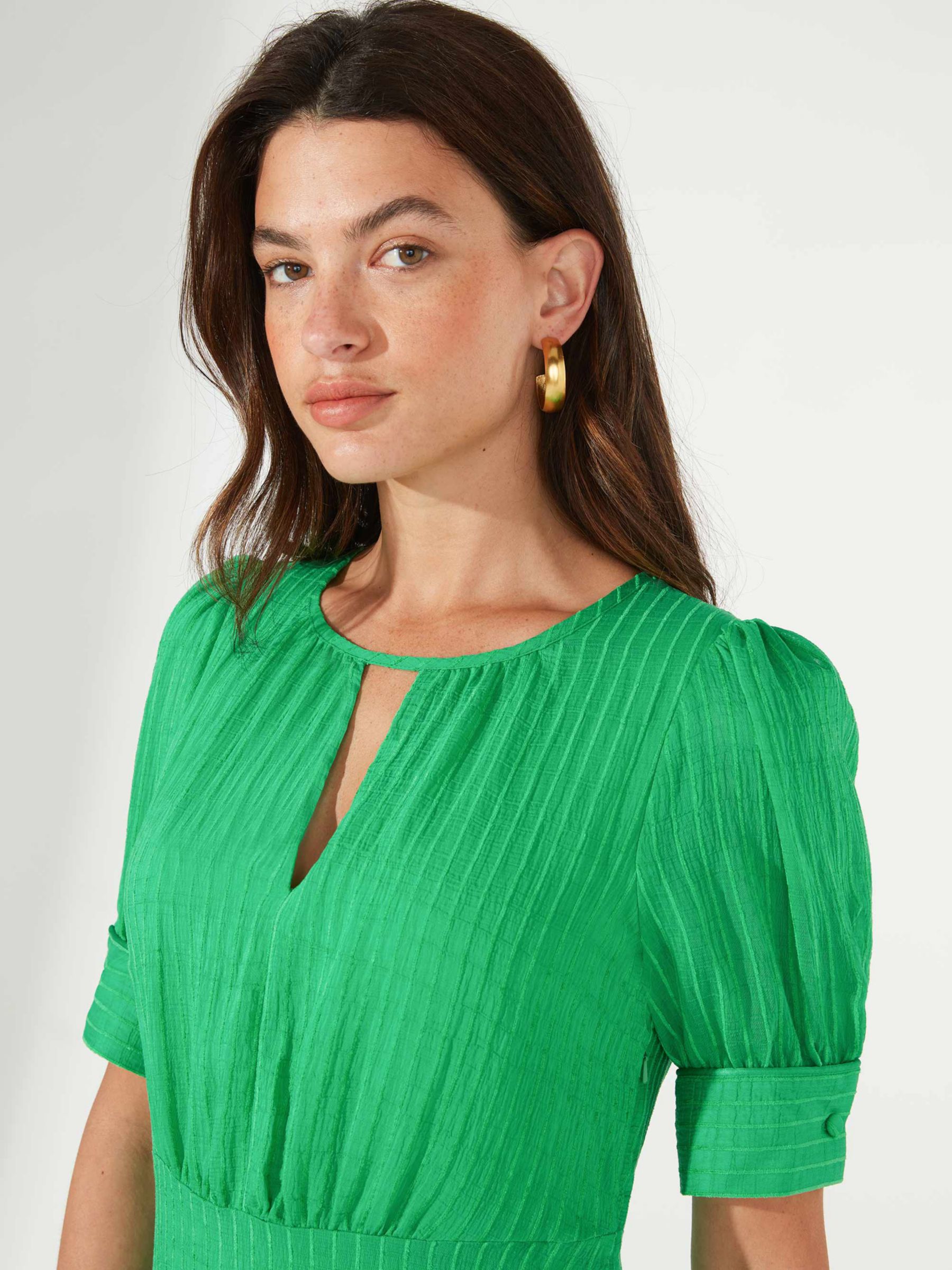 Buy Ro&Zo Textured Keyhole Midi Dress, Green Online at johnlewis.com