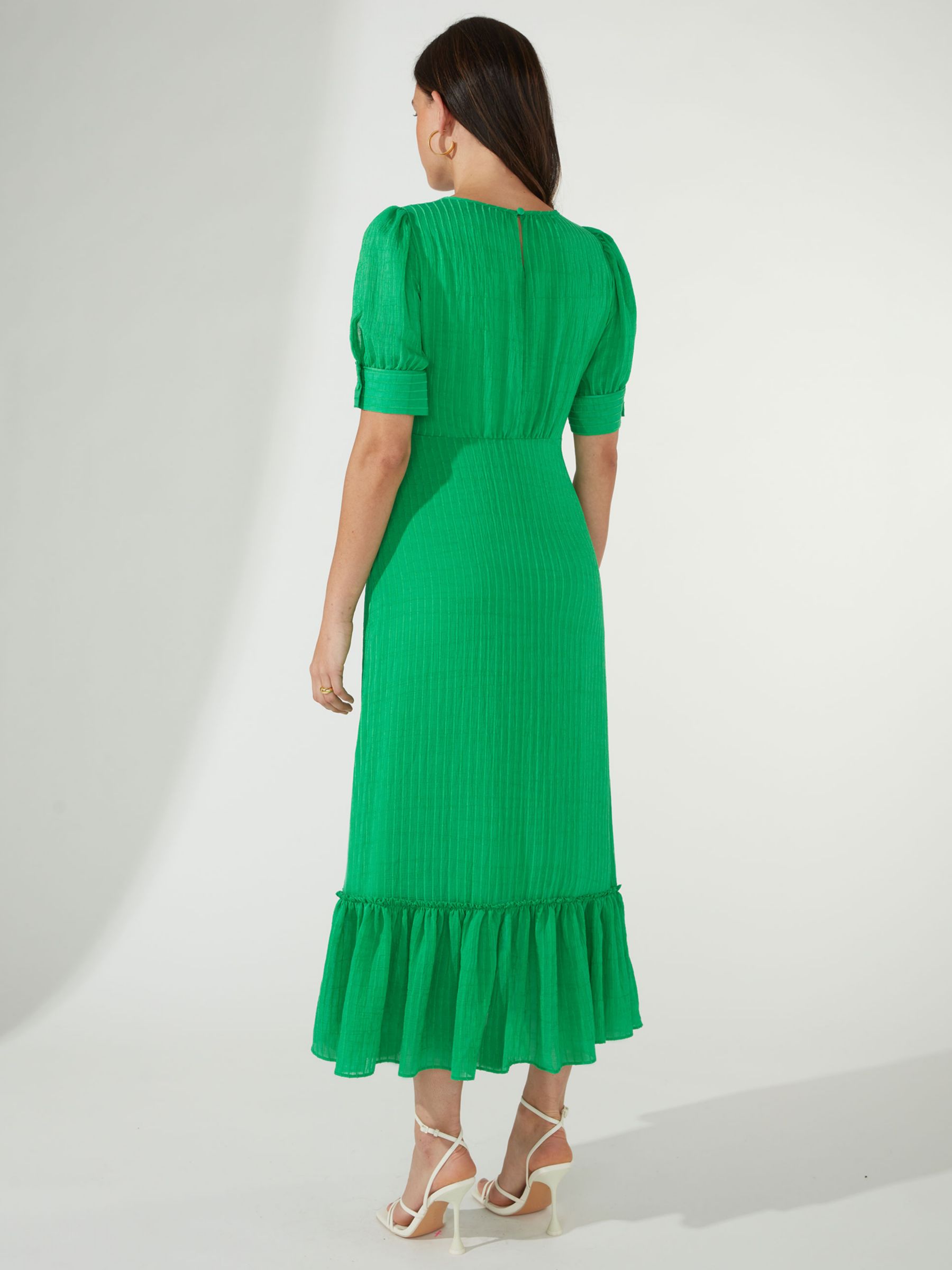 Ro&Zo Textured Keyhole Midi Dress, Green at John Lewis & Partners