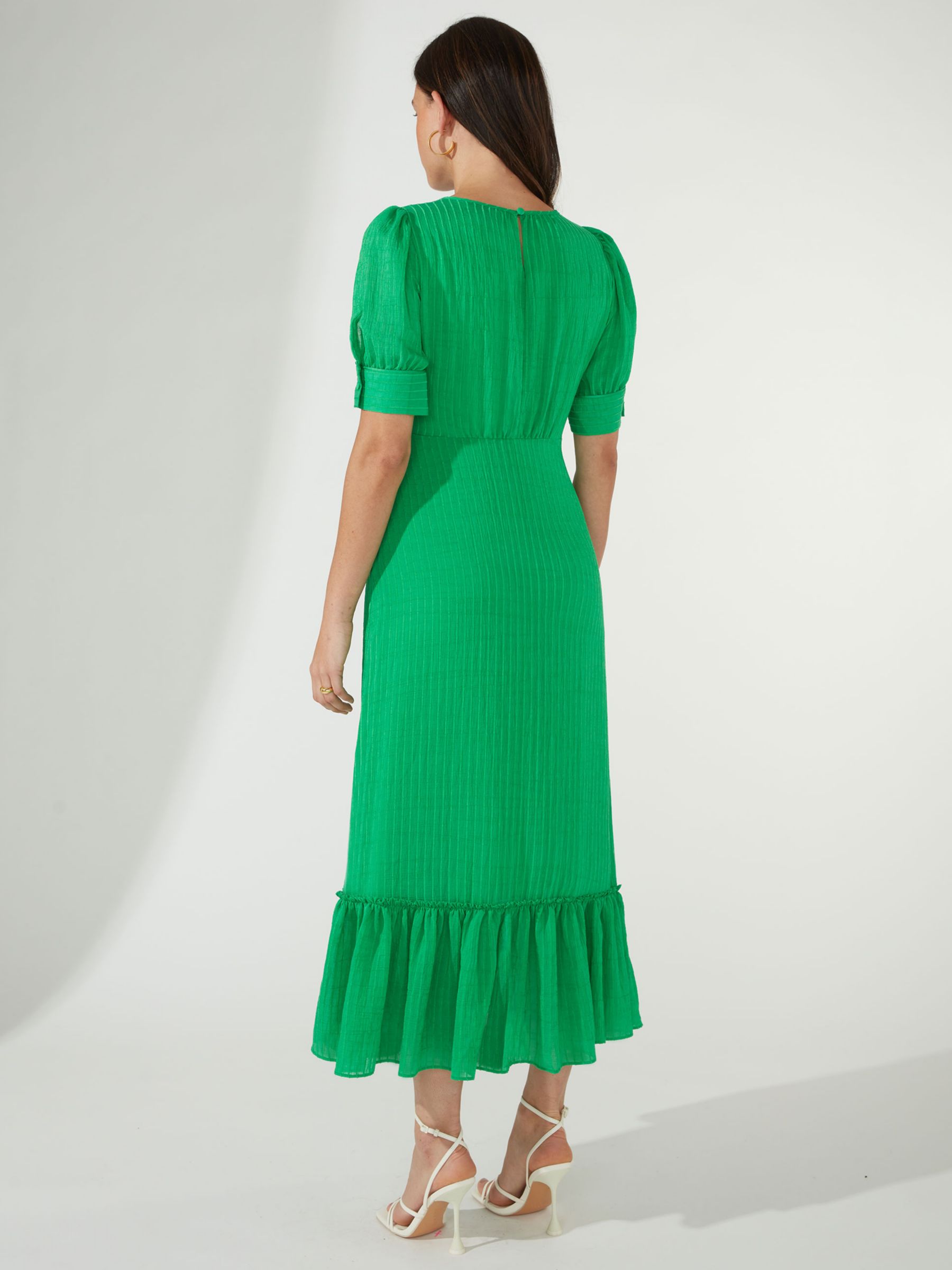 Buy Ro&Zo Textured Keyhole Midi Dress, Green Online at johnlewis.com