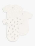 Petit Bateau Baby Rabbit Star and Plain Bodysuit, Pack of 3, White/Multi