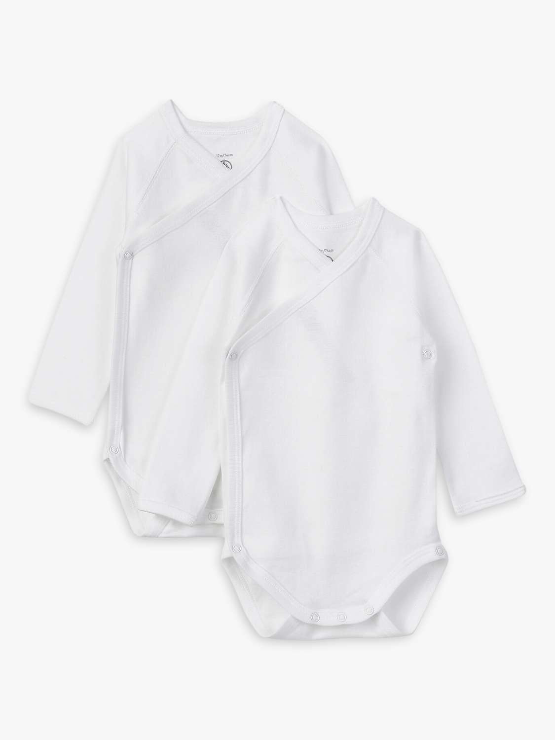 Buy Petit Bateau Baby Long Sleeve Wrap Bodysuit, Pack of 2, White Online at johnlewis.com