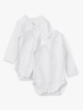 Petit Bateau Baby Long Sleeve Wrap Bodysuit, Pack of 2, White