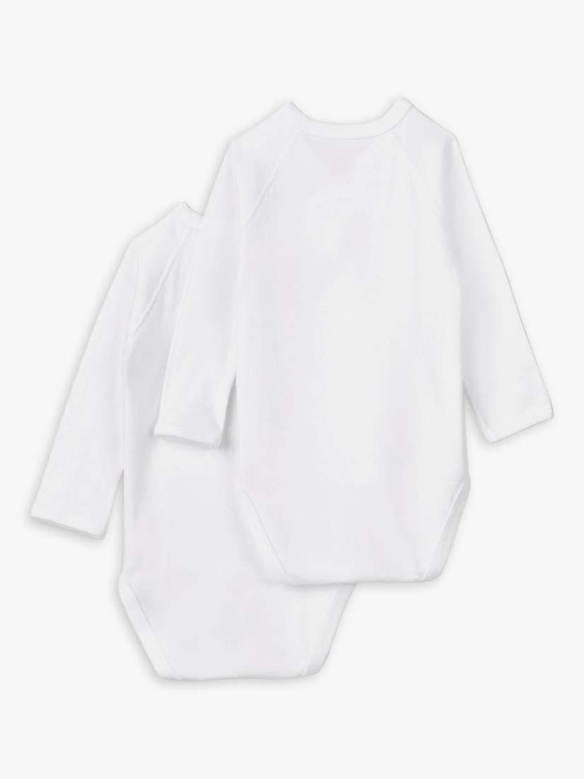 Buy Petit Bateau Baby Long Sleeve Wrap Bodysuit, Pack of 2, White Online at johnlewis.com