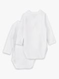 Petit Bateau Baby Long Sleeve Wrap Bodysuit, Pack of 2, White