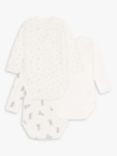 Petit Bateau Baby Rabbit Star and Plain Long Sleeve Bodysuit, Pack of 3, Cream/Multi