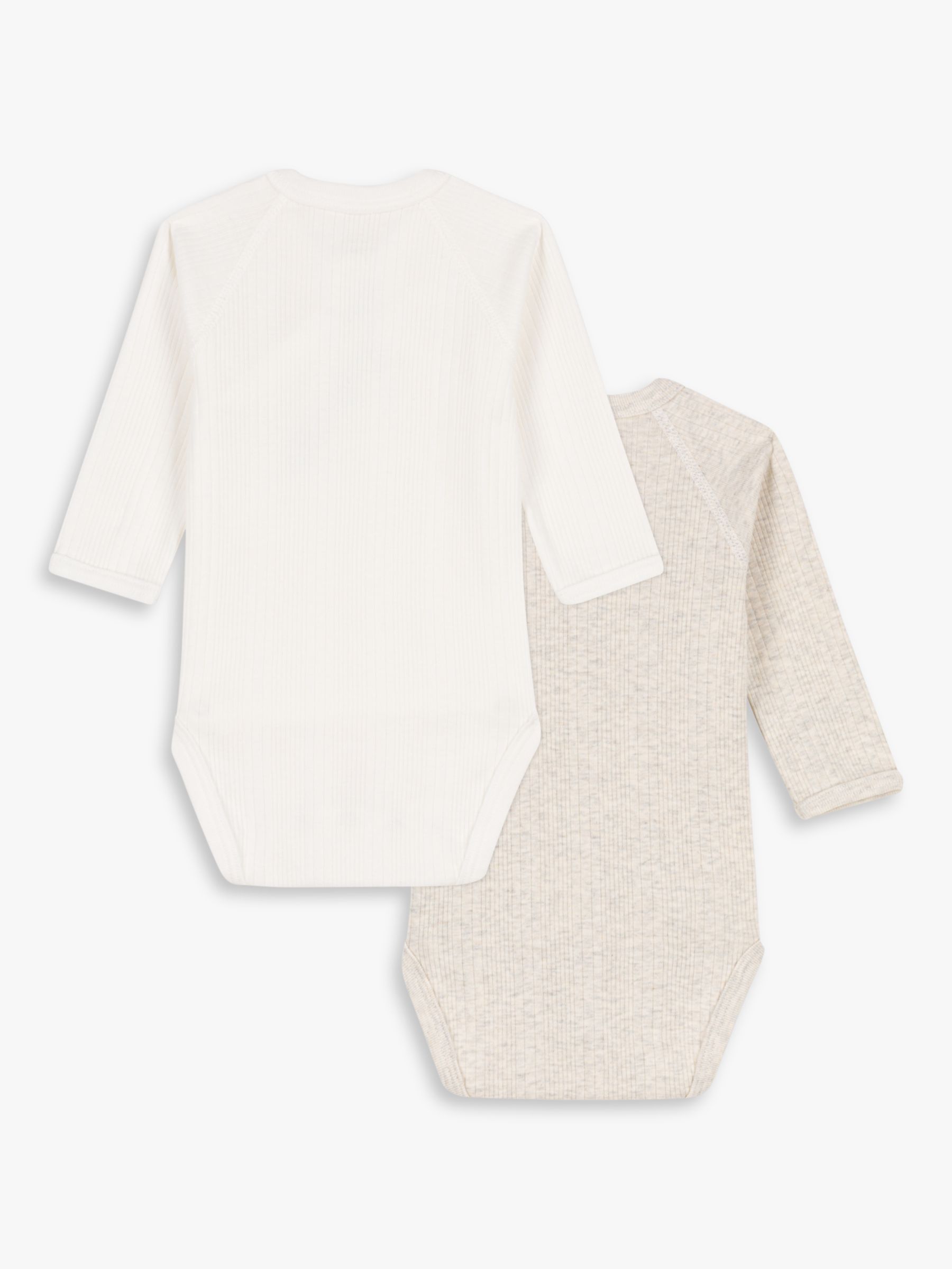 Buy Petit Bateau Baby Ribbed Long Sleeve Bodysuit, Pack of 2, White/Cream Online at johnlewis.com