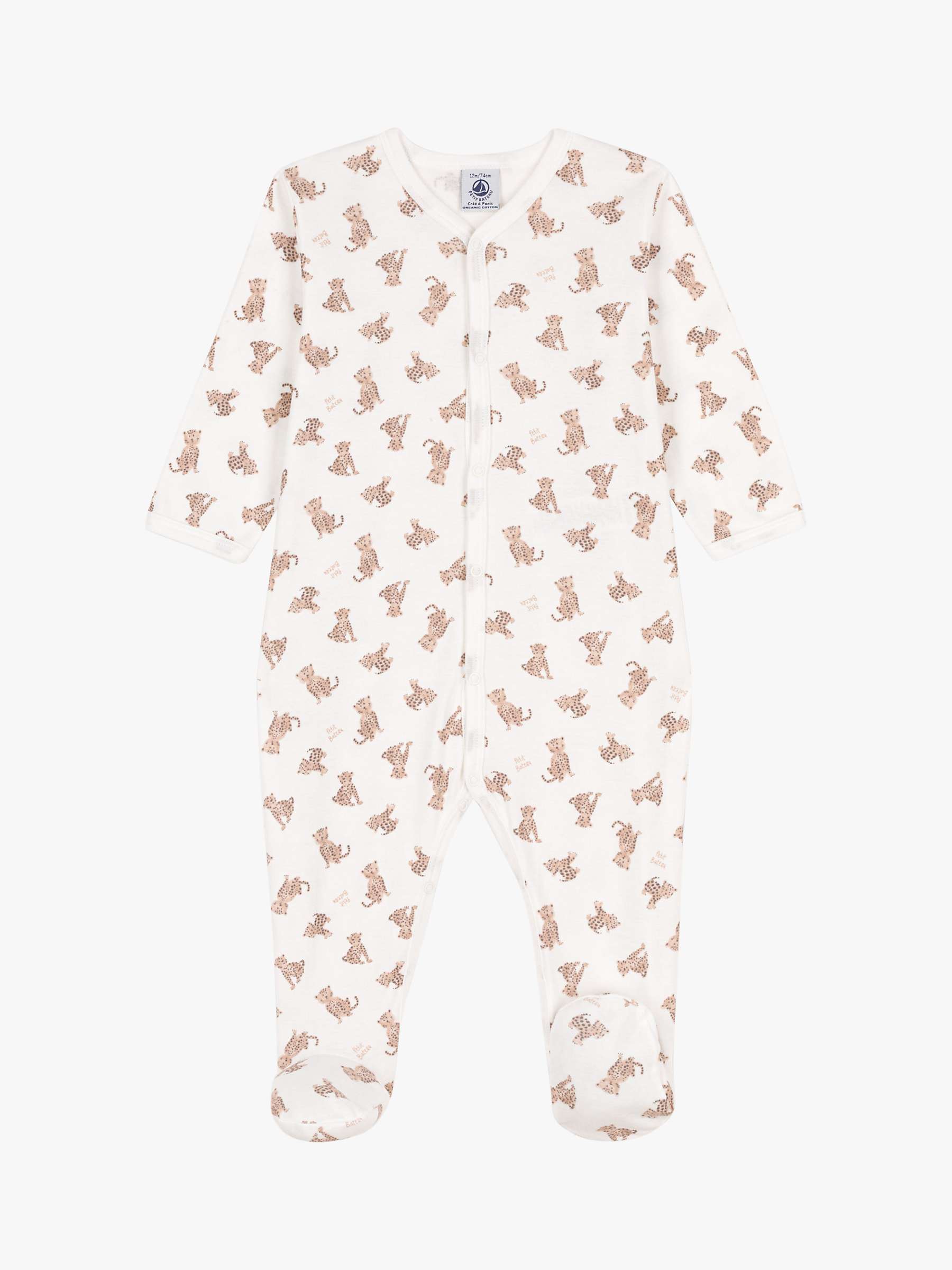Buy Petit Bateau Baby Cotton Printed Sleepsuit, Marshmallow Online at johnlewis.com