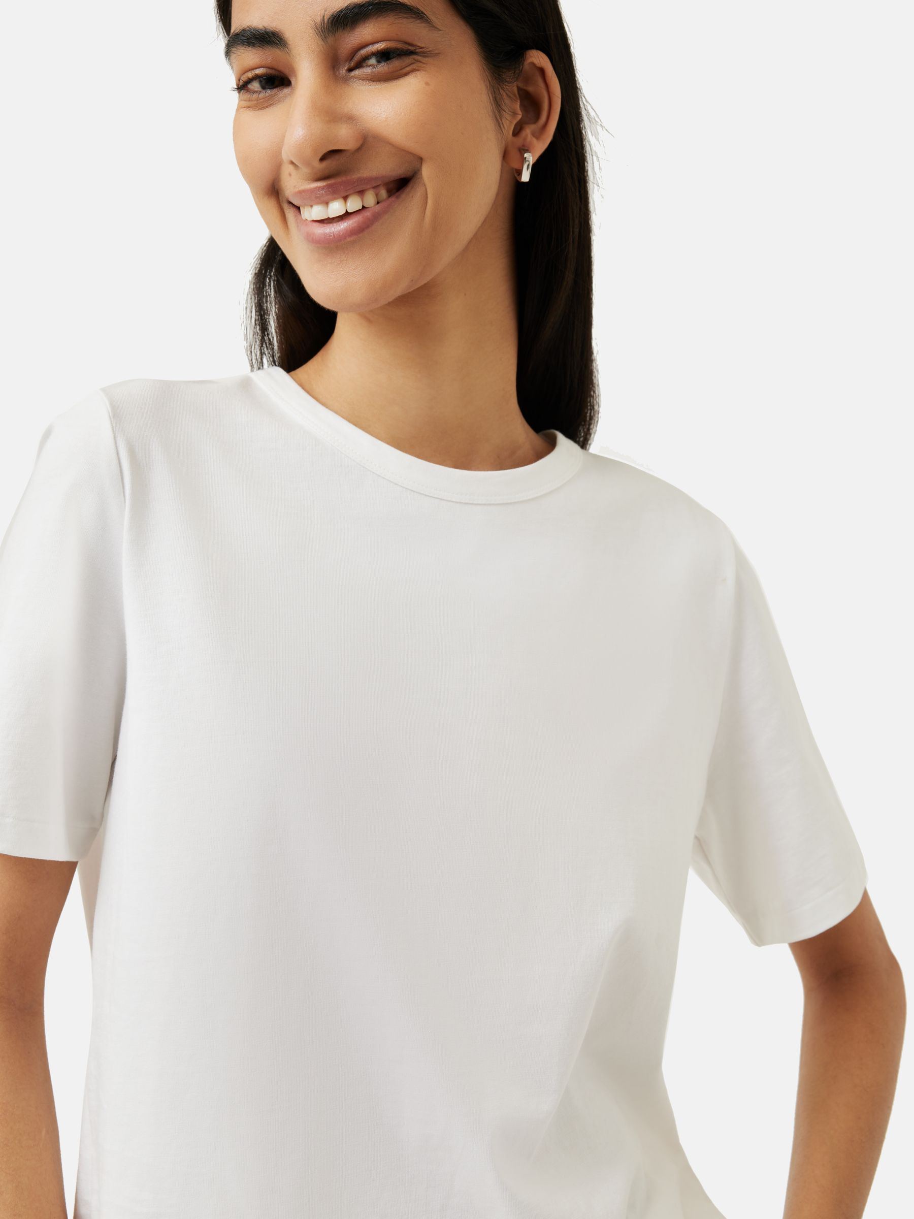 Jigsaw Cotton Slouch T-Shirt, White, XS