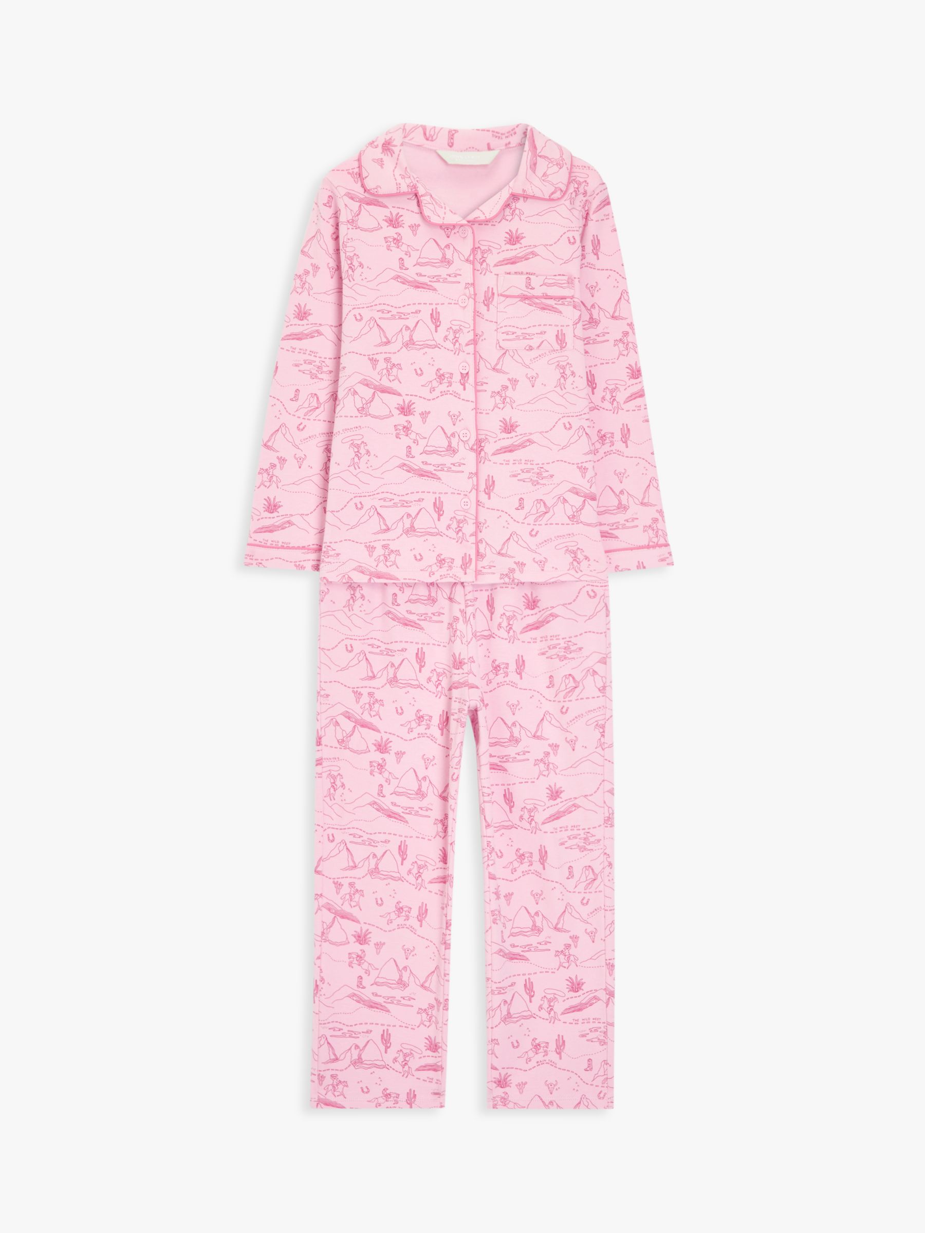John Lewis Kids' Linear Jersey Pyjama Set, Pink, 2 years