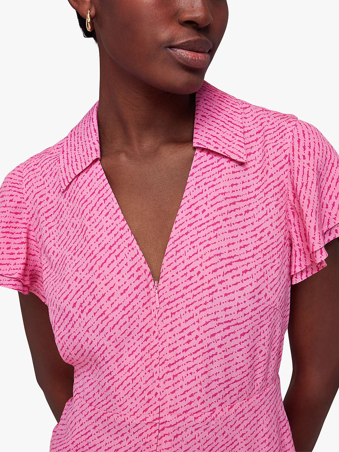 Buy Whistles Nina Diagonal Fleck Print Midi Dress, Pink/Multi Online at johnlewis.com