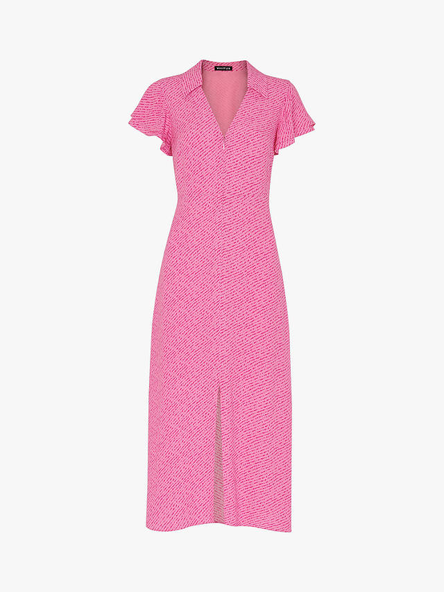 Whistles Nina Diagonal Fleck Print Midi Dress, Pink/Multi