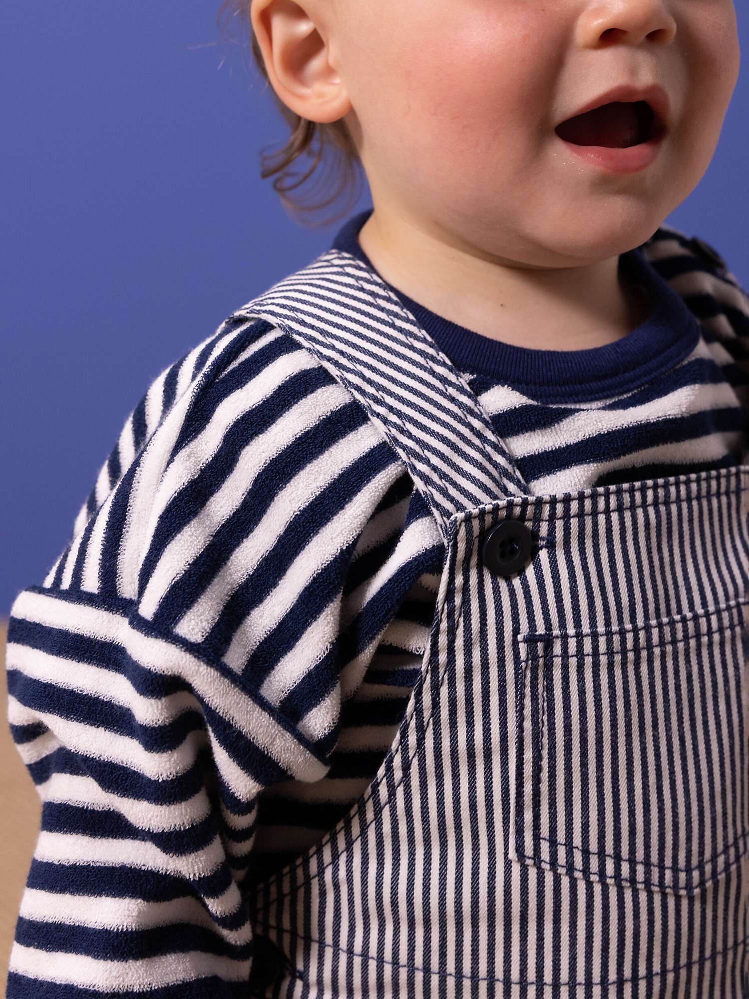 Buy Petit Bateau Baby Stripe Dungarees, Navy Online at johnlewis.com