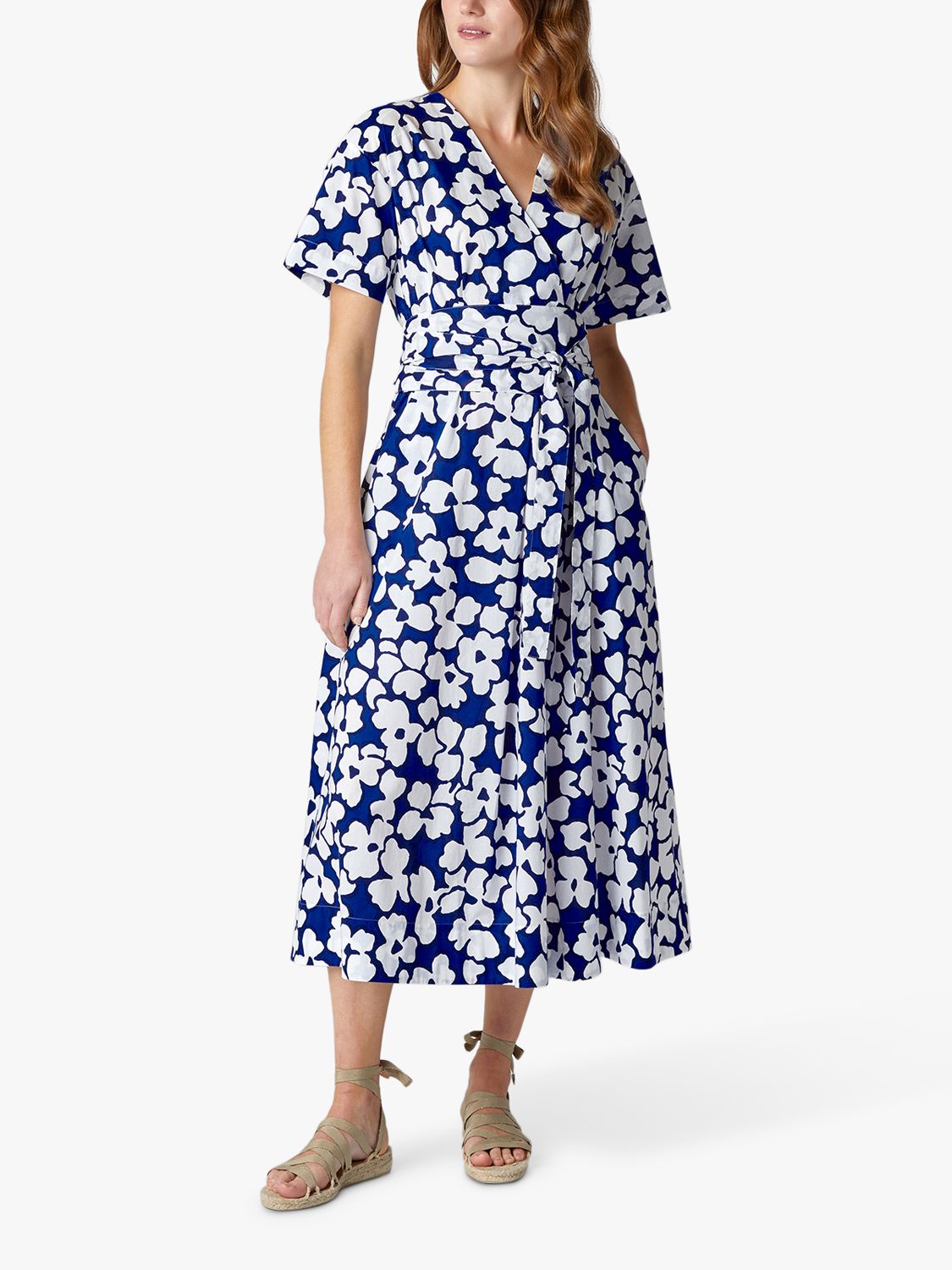 Jasper Conran London Floral Midi Wrap Dress, Blue at John Lewis & Partners