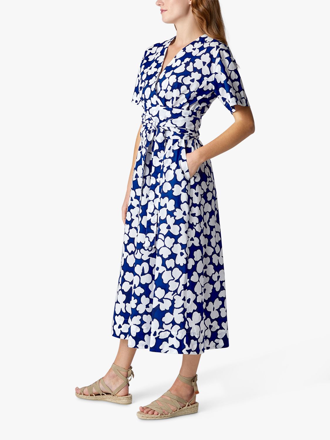 Jasper Conran London Floral Midi Wrap Dress, Blue at John Lewis & Partners