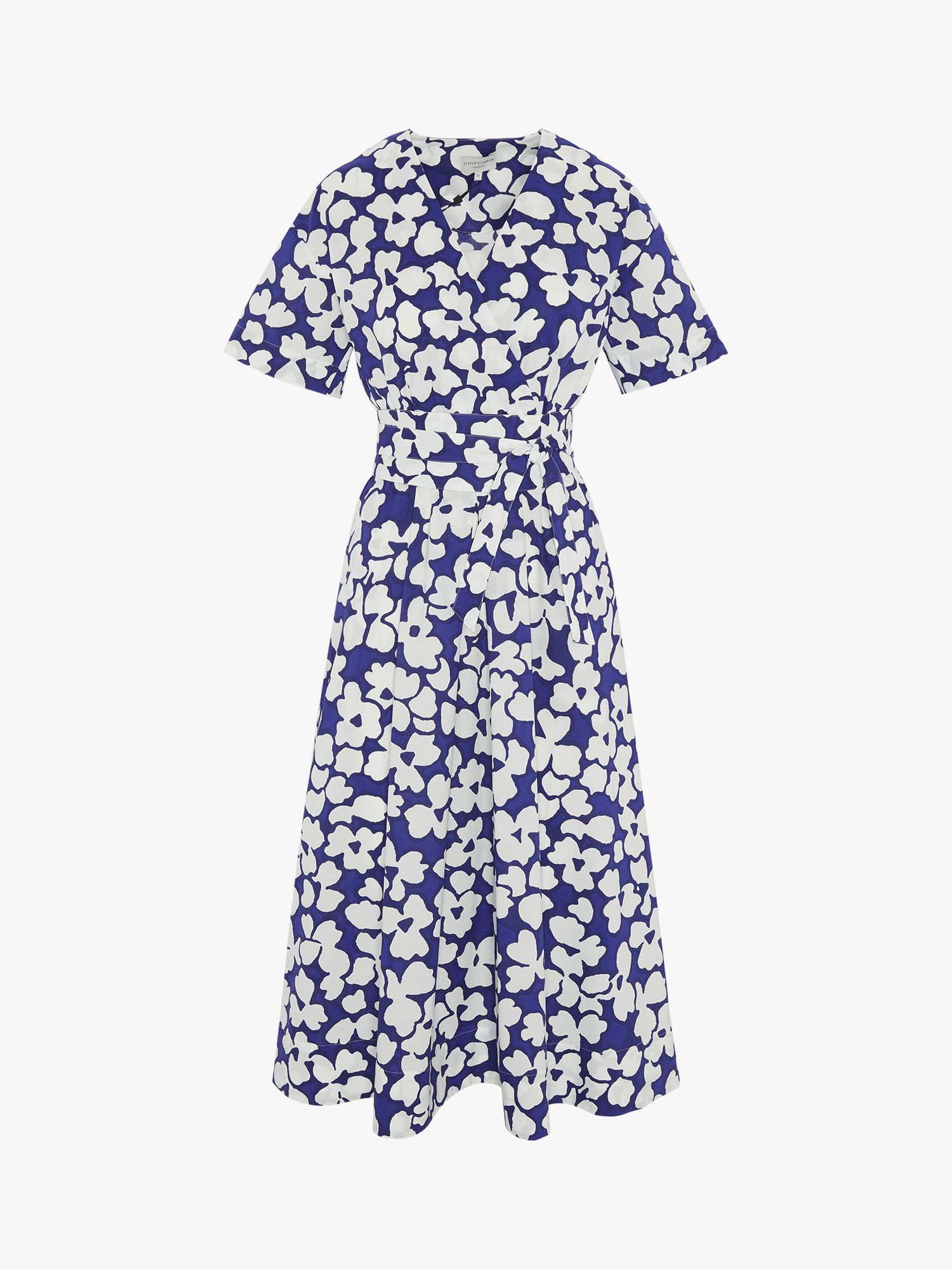 Jasper Conran London Floral Midi Wrap Dress, Blue, 8