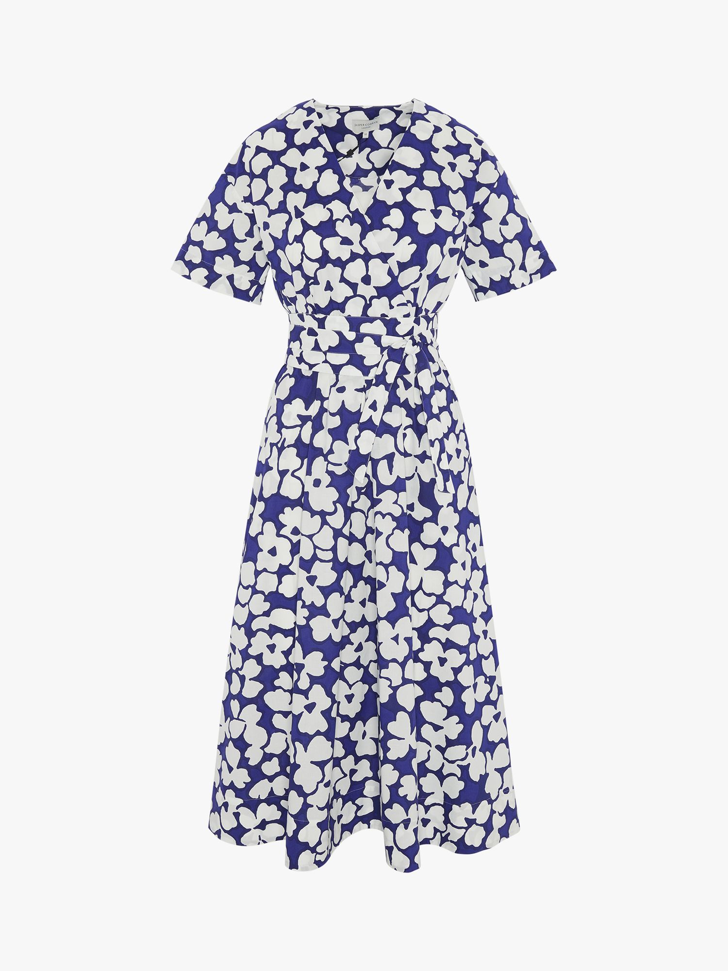 Jasper Conran London Floral Midi Wrap Dress, Blue at John Lewis & Partners