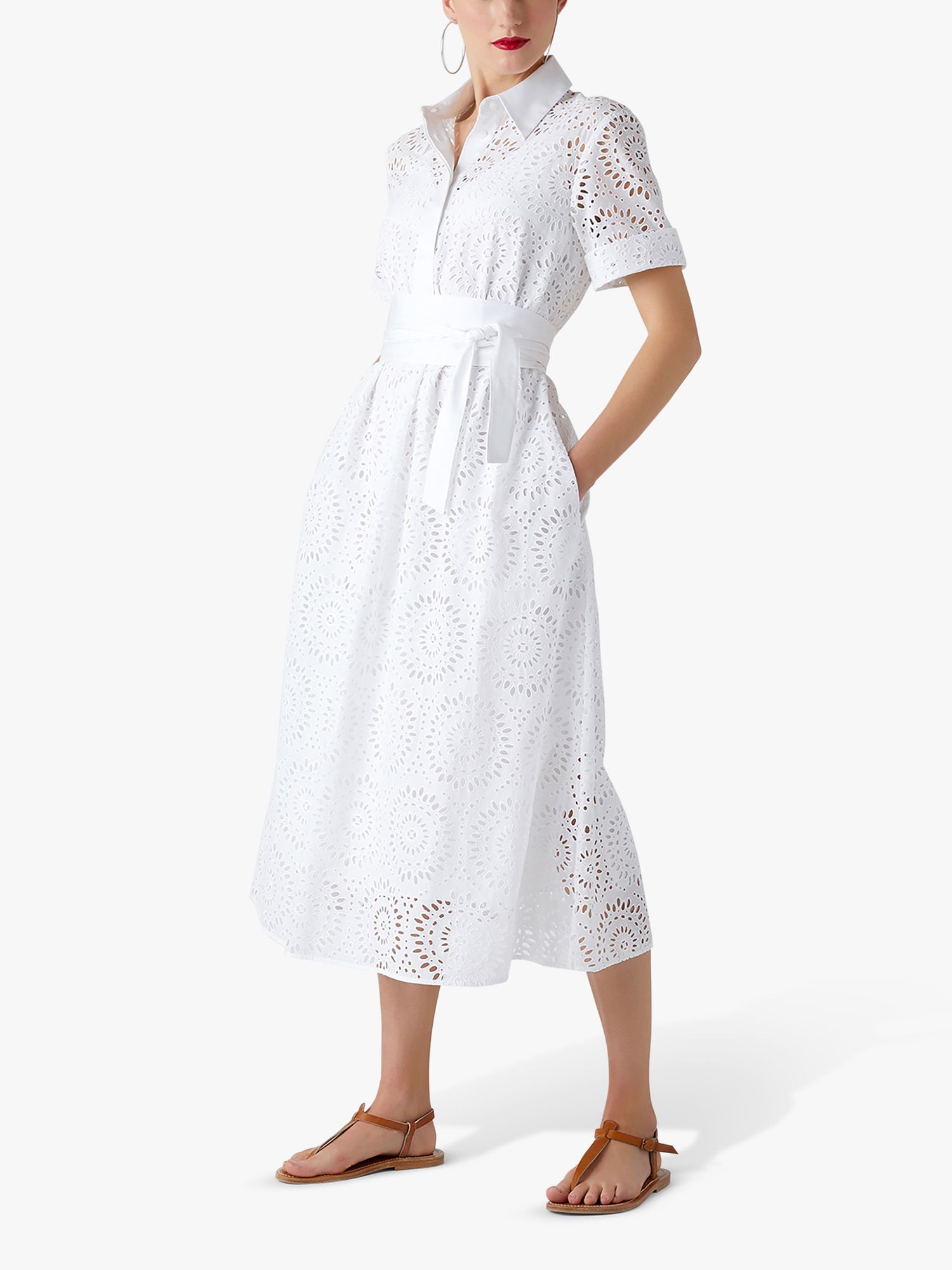 Jasper Conran London Daria Broderie Dress, White at John Lewis & Partners