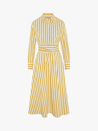Jasper Conran Blythe Full Skirt Shirt Midi Dress, Yellow/Multi