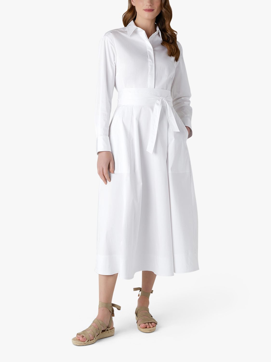 Jasper Conran Blythe Shirt Midi Dress, White at John Lewis & Partners