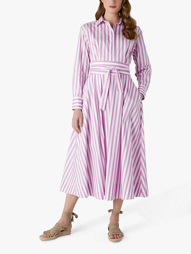 Jasper Conran Blythe Full Skirt Shirt Midi Dress, Lilac/Multi