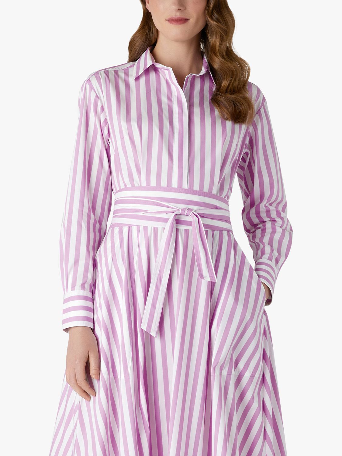 Jasper Conran Blythe Full Skirt Shirt Midi Dress, Lilac/Multi, 18