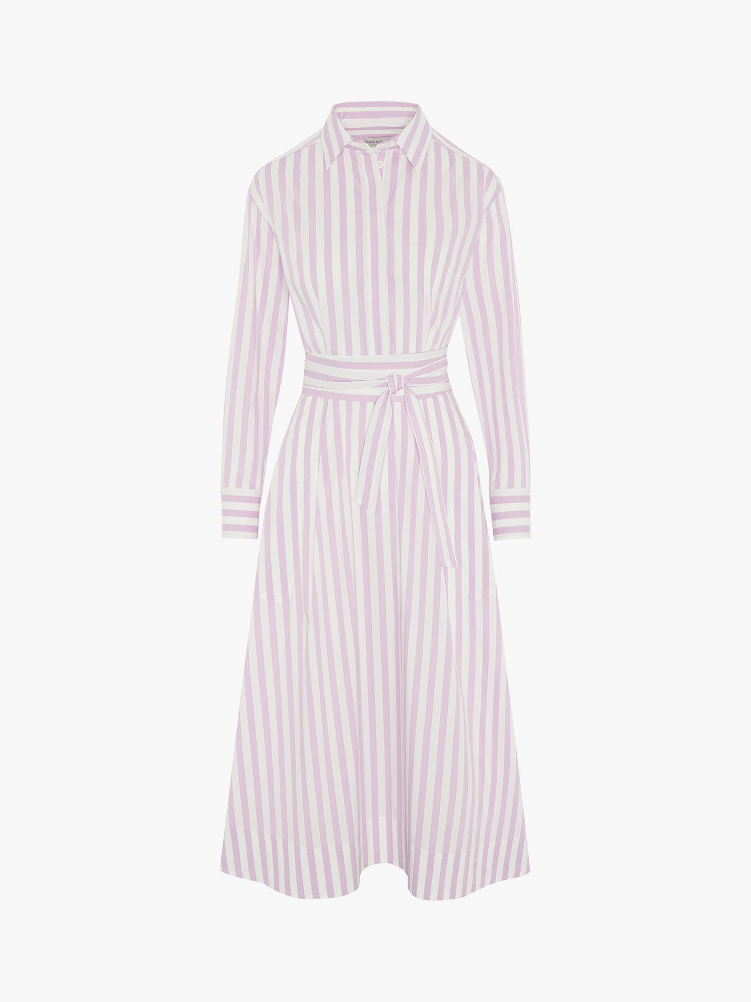 Jasper Conran Blythe Full Skirt Shirt Midi Dress, Lilac/Multi, 18