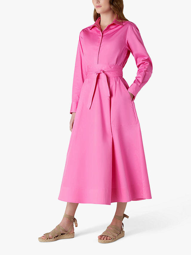 Jasper Conran Blythe Shirt Midi Dress, Hot Pink