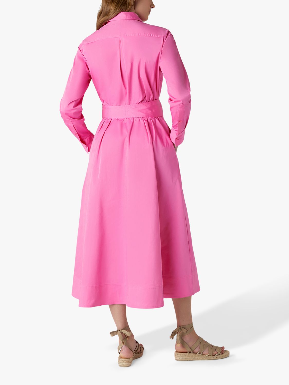 Jasper Conran Blythe Shirt Midi Dress, Hot Pink, 10