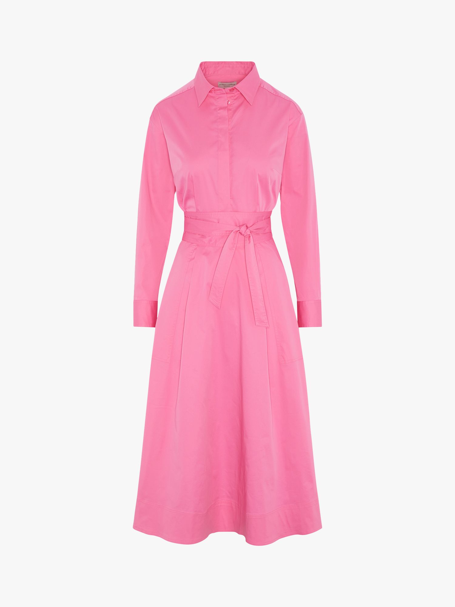 Jasper Conran Blythe Shirt Midi Dress, Hot Pink at John Lewis & Partners