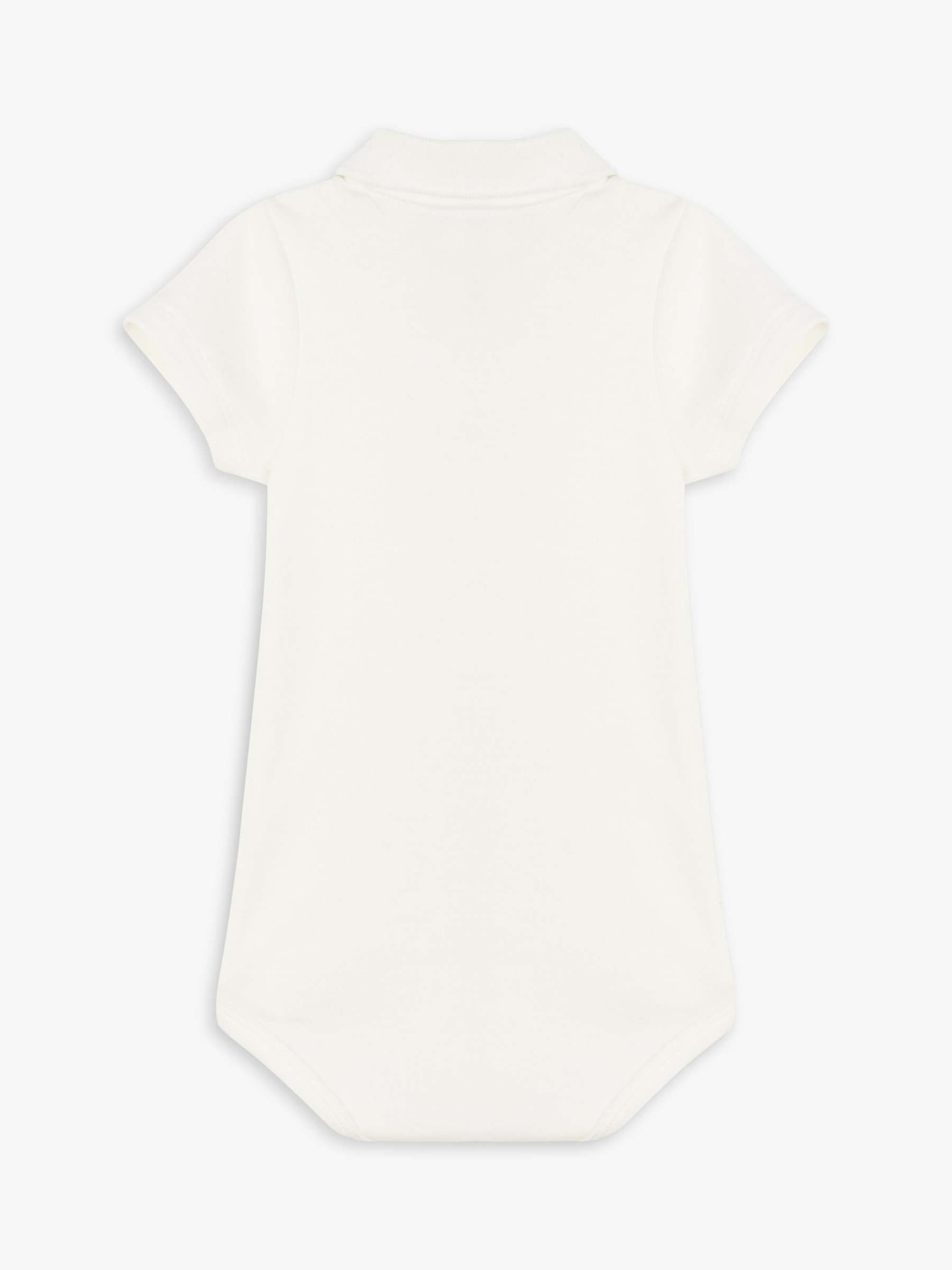 Buy Petit Bateau Baby Organic Cotton Short Sleeve Polo Collar Bodysuit, Marshmallow Online at johnlewis.com