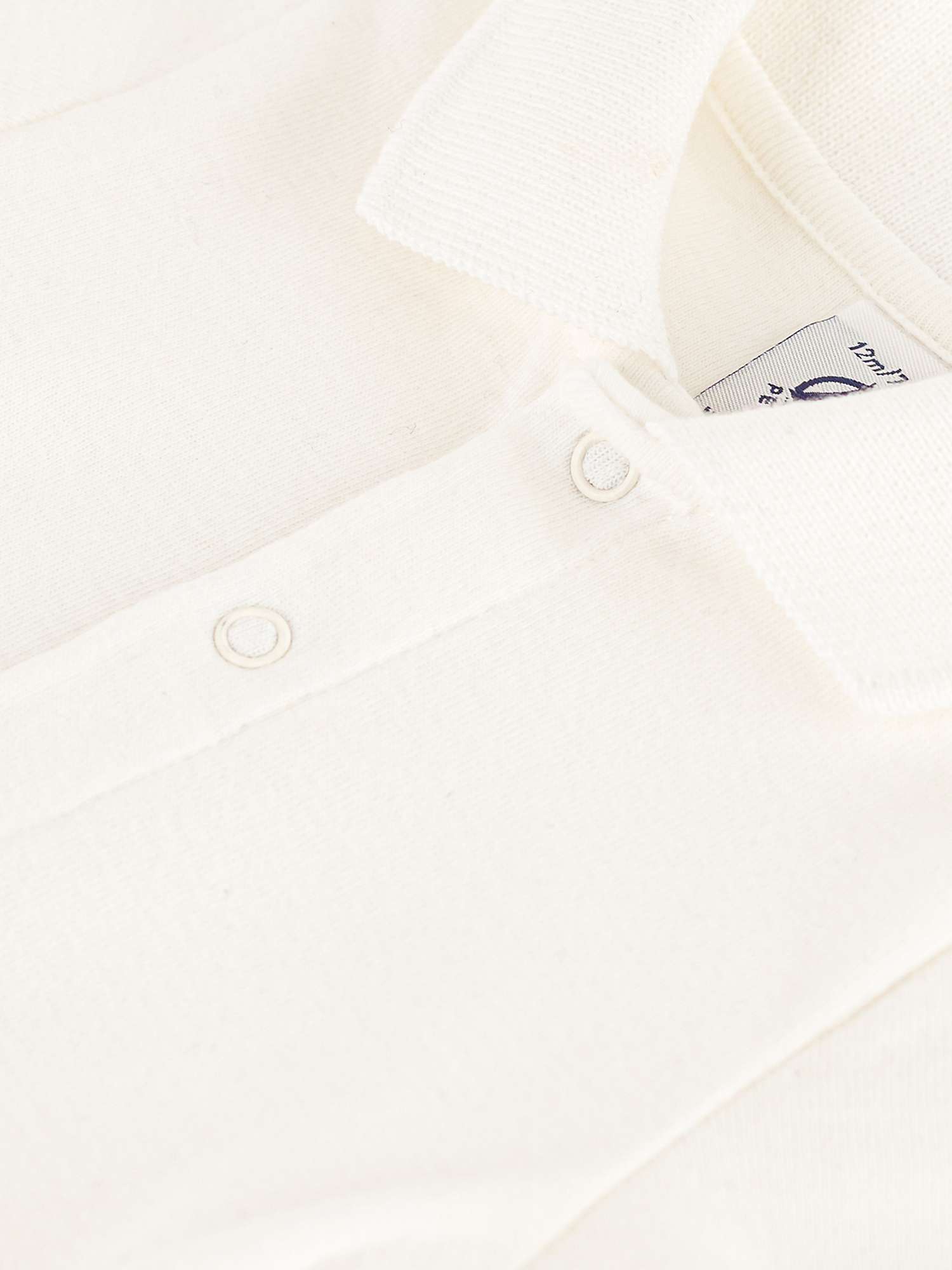 Buy Petit Bateau Baby Organic Cotton Short Sleeve Polo Collar Bodysuit, Marshmallow Online at johnlewis.com