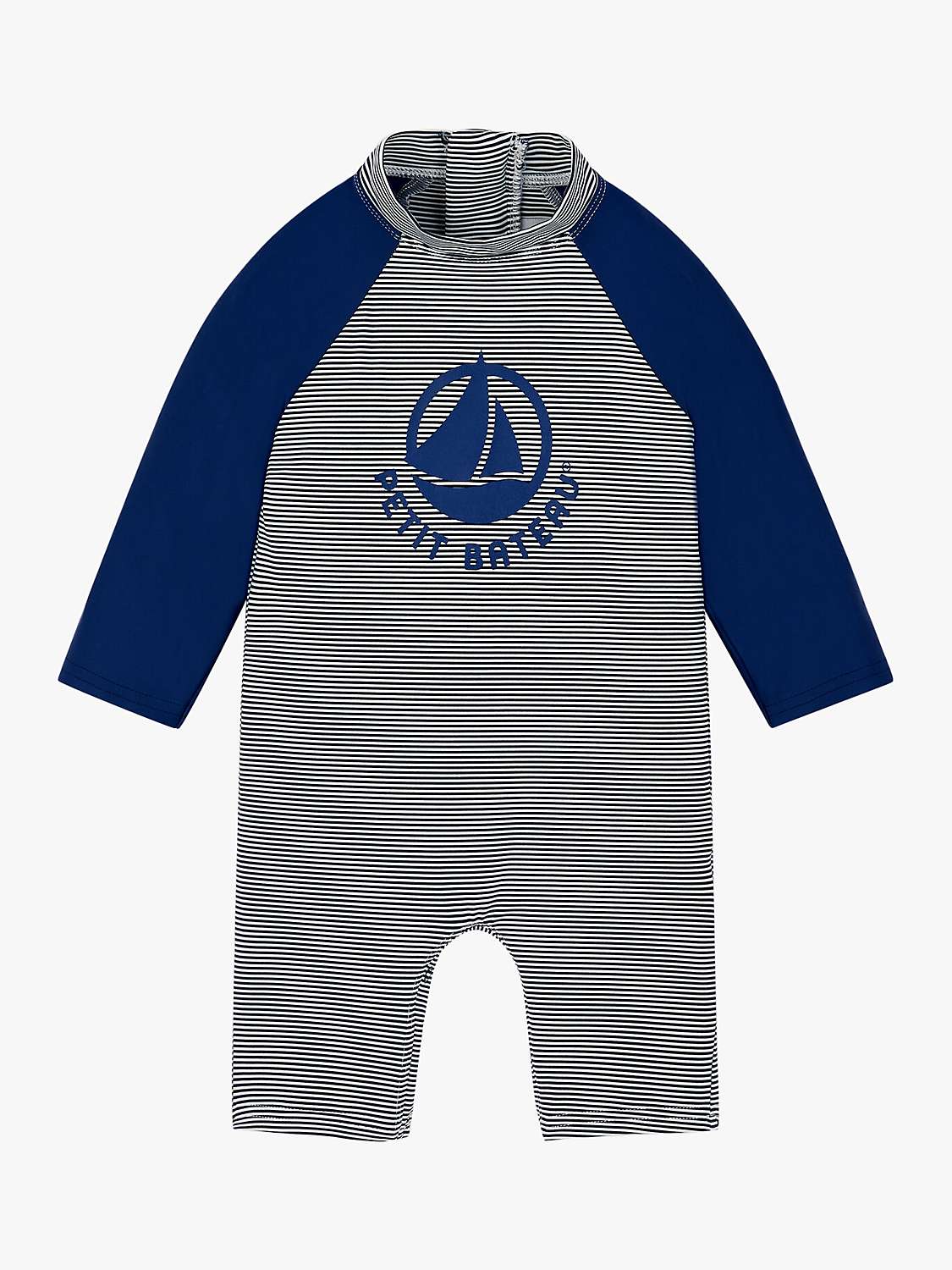 Buy Petit Bateau Baby Pinstripe Sun Protection Suit, Medieval/Marshmallow Online at johnlewis.com