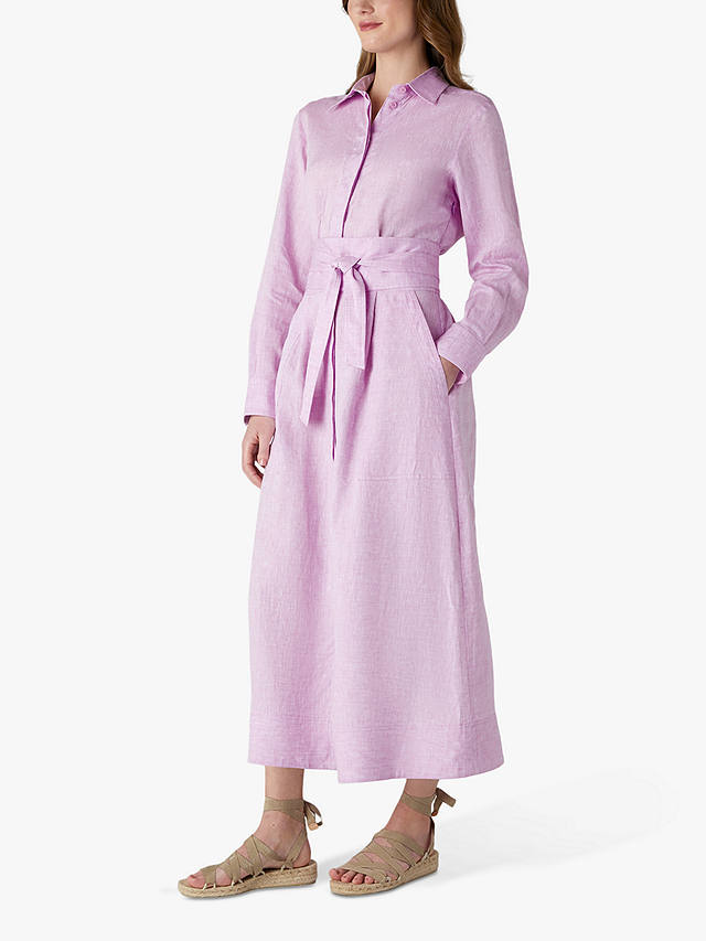 Jasper Conran London Delilah Linen Shirt Dress, Pink