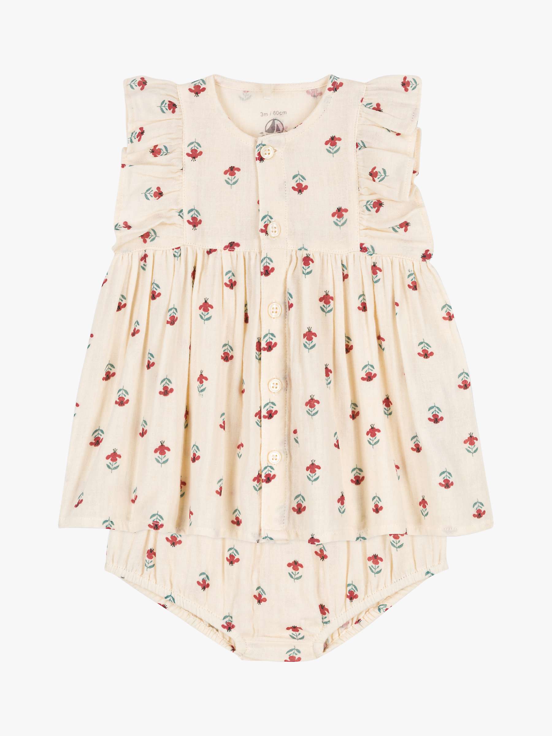 Buy Petit Bateau Baby Gauze Floral Dress & Bloomer Set, Avalanche/Multi Online at johnlewis.com