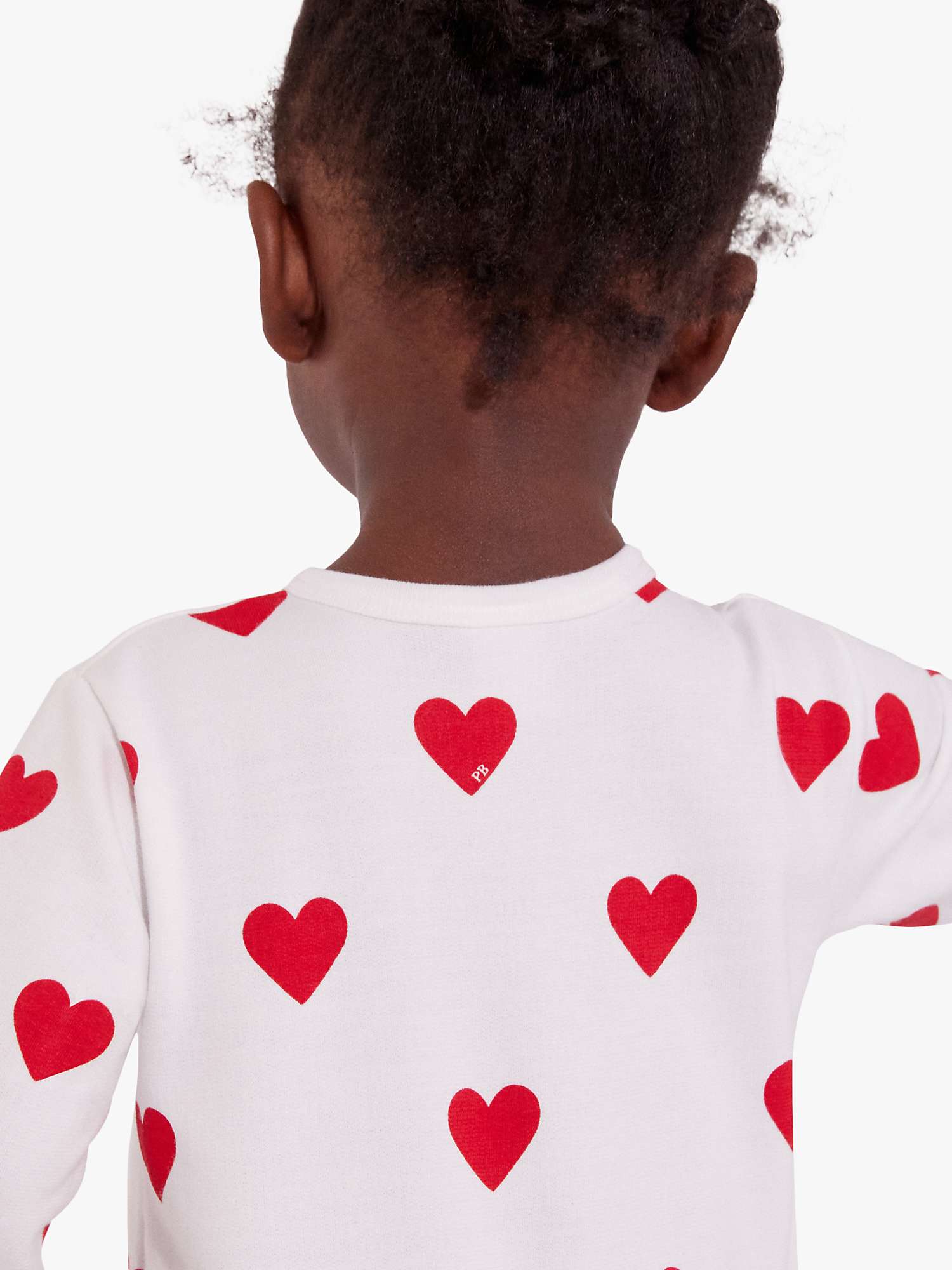Buy Petit Bateau Baby Heart Print Sleepsuit, Marshmallow/Terkuit Online at johnlewis.com