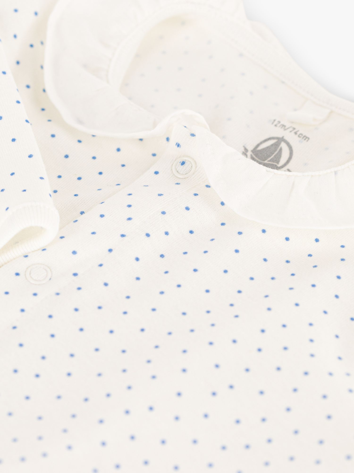 Buy Petit Bateau Baby Spot Print Organic Cotton Sleepsuit, Marshmallow/Edna Online at johnlewis.com