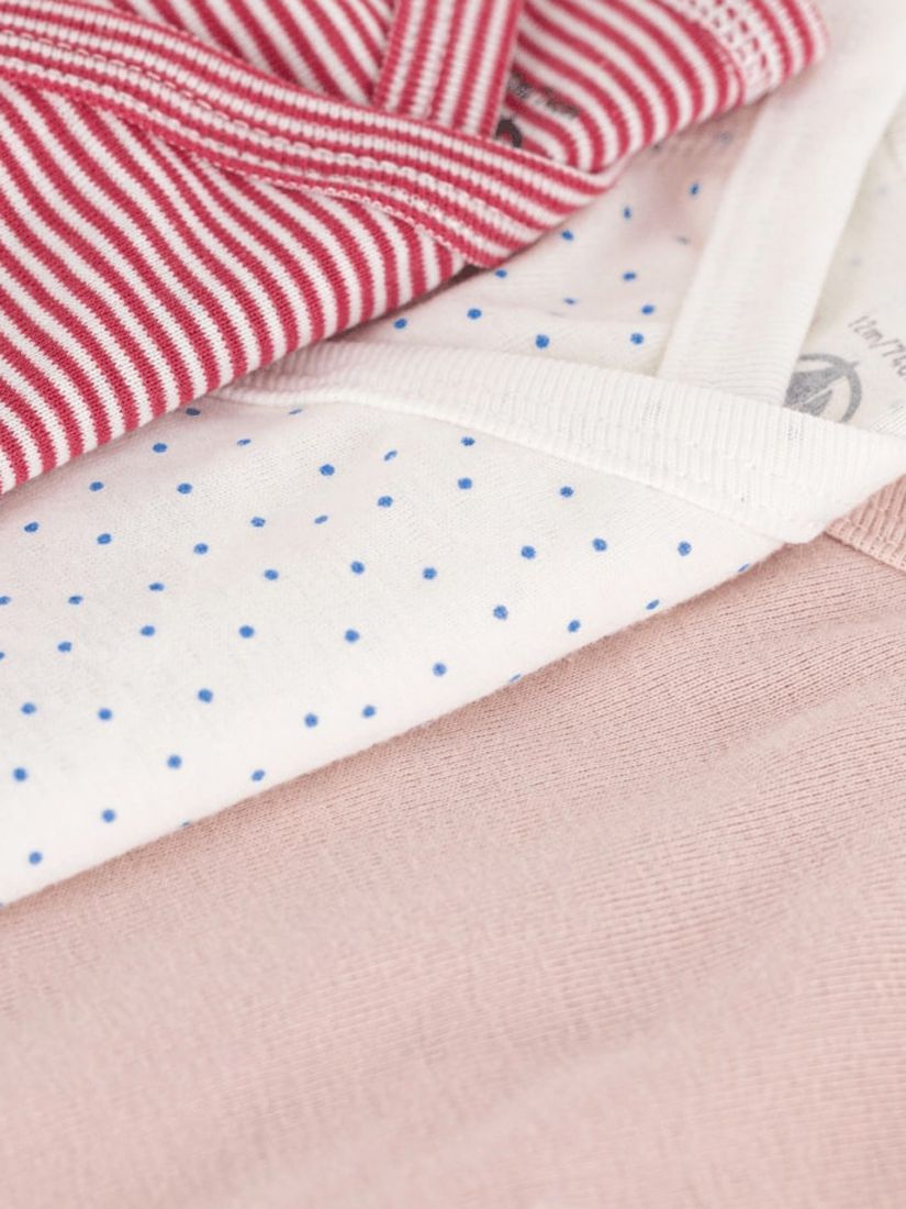 Petit Bateau Baby Stripe Spot and Plain Bodysuit, Pack of 3, Pink/Multi, 6 months