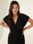 Ro&Zo Jersey Cuff Shirt Midi Dress, Black, Black
