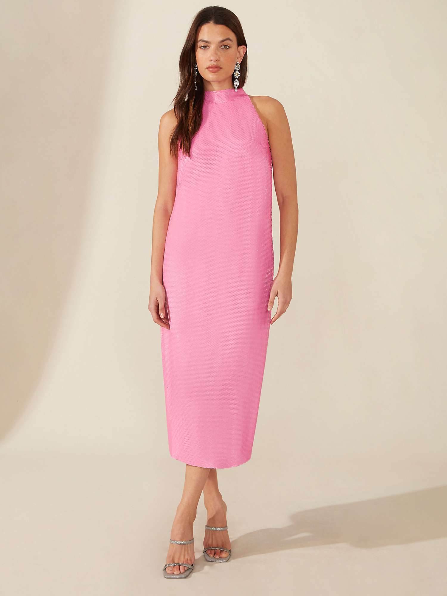Buy Ro&Zo Sequin Halterneck Dress, Pink Online at johnlewis.com