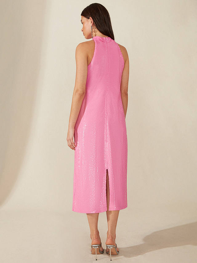 Ro&Zo Sequin Halterneck Dress, Pink