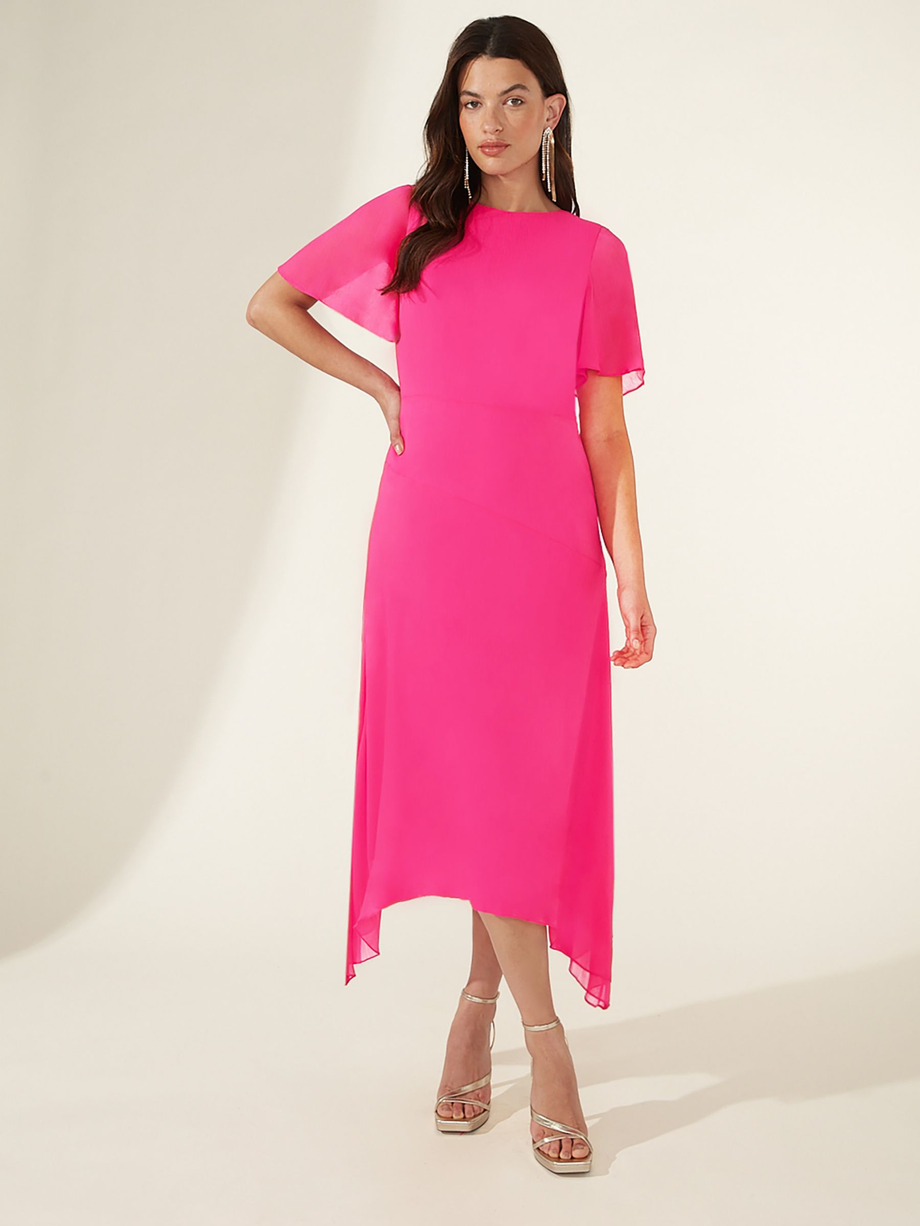 Ro&Zo Hanky Hem Midi Dress, Pink, 6