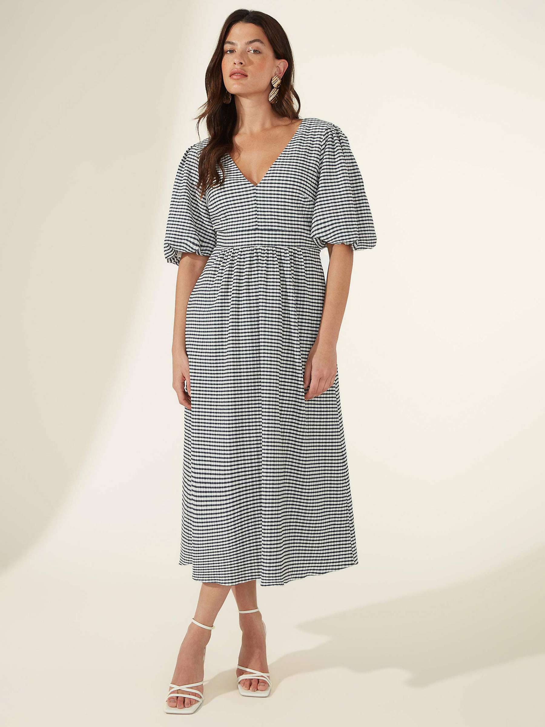 Buy Ro&Zo Gingham V-Neck Puff Sleeve Midi Dress Online at johnlewis.com