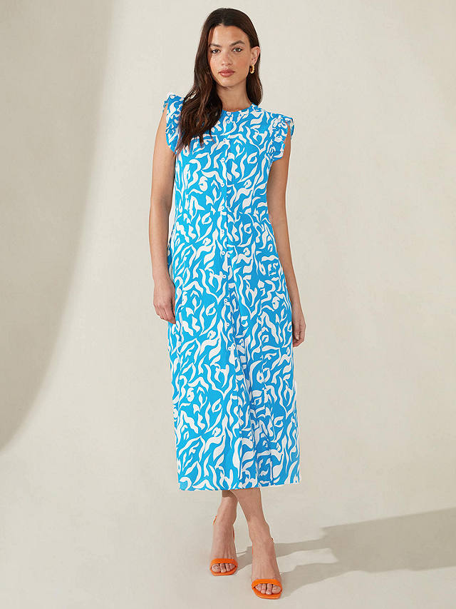 Ro&Zo Abstract Animal Print Midi Dress, Blue