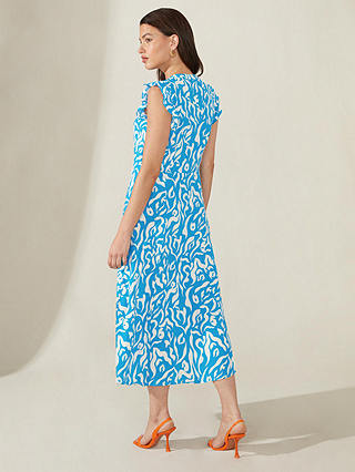 Ro&Zo Abstract Animal Print Midi Dress, Blue