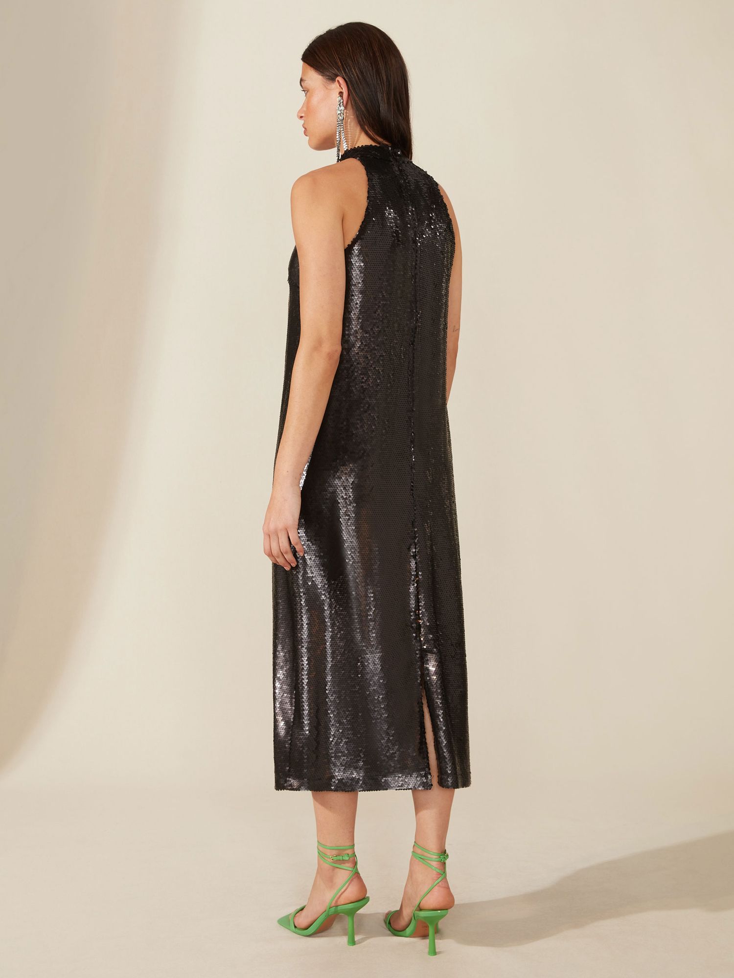 Buy Ro&Zo Sequin Halter Midi Dress, Black Online at johnlewis.com