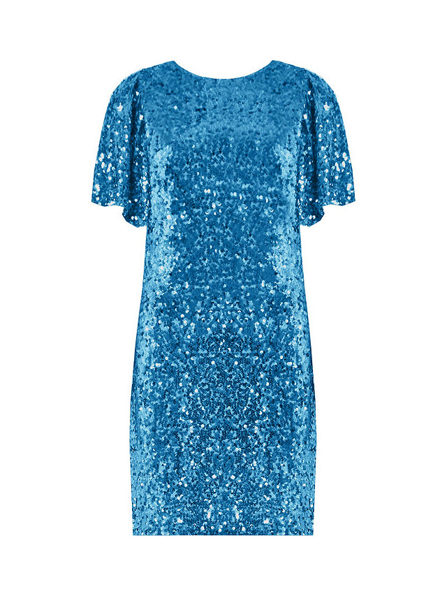 Ro&Zo Flutter Sleeve Sequin Dress, Blue, 6