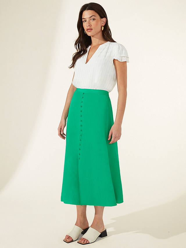 Ro&Zo Green Jacquard Button Skirt, Green at John Lewis & Partners