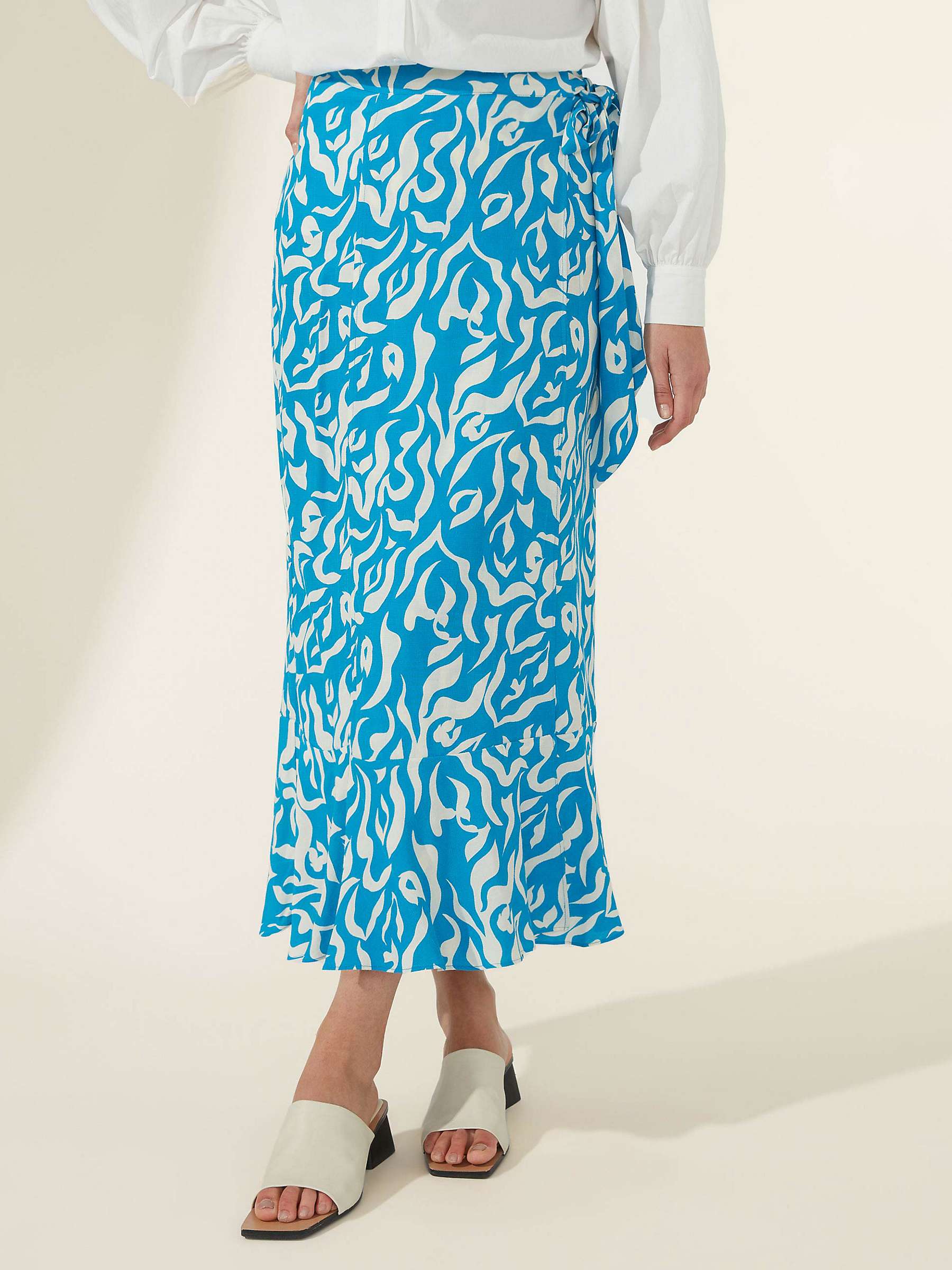 Buy Ro&Zo Animal Print Wrap Midi Skirt, Blue/White Online at johnlewis.com