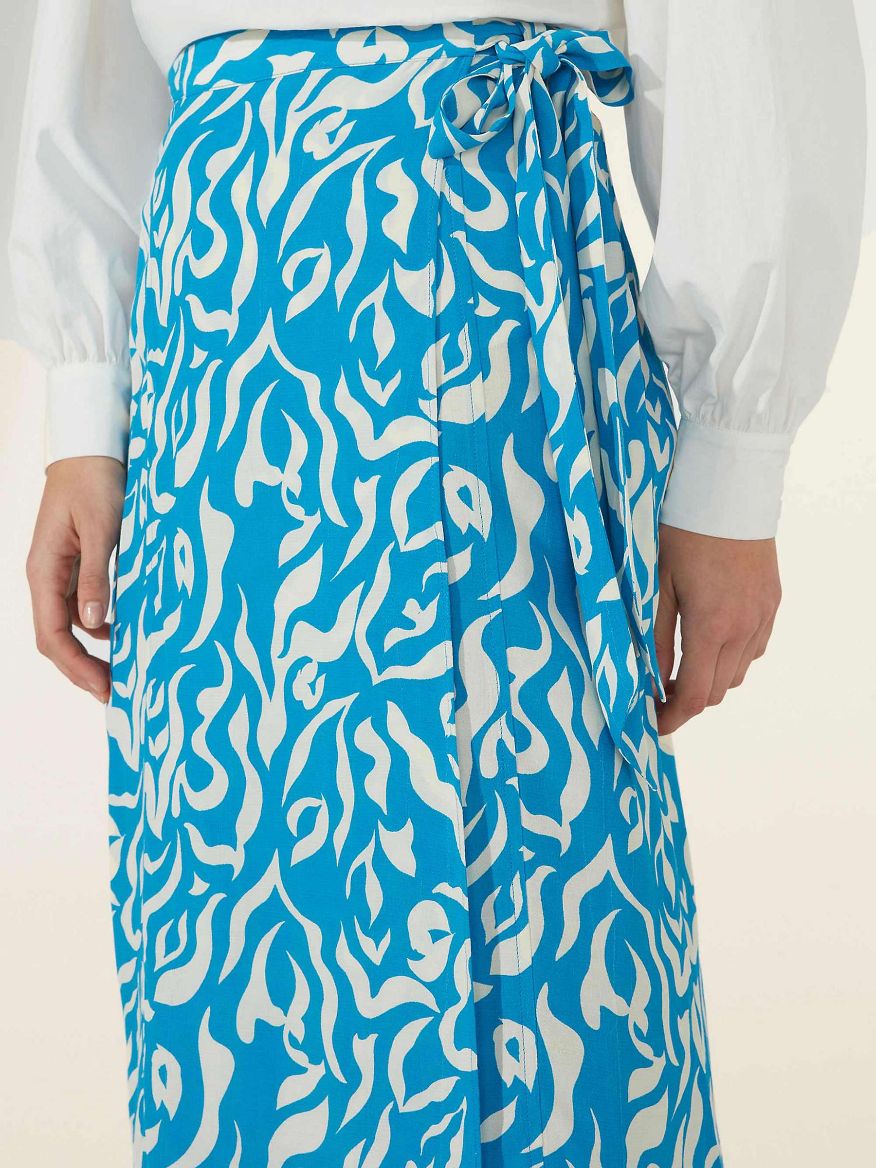 Buy Ro&Zo Animal Print Wrap Midi Skirt, Blue/White Online at johnlewis.com